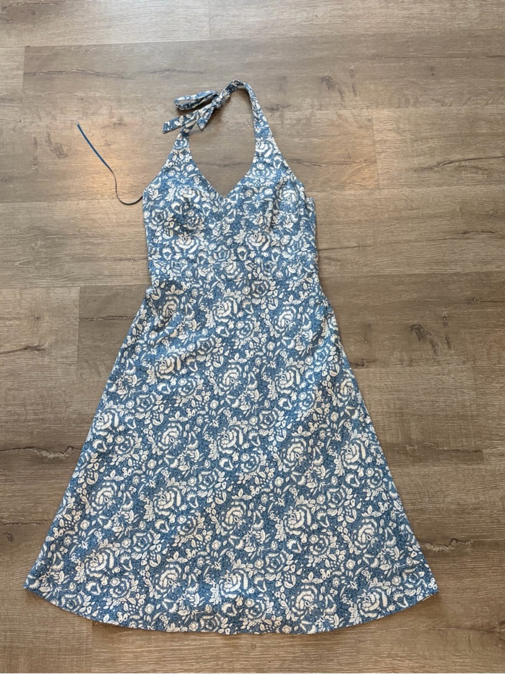 Blue Floral Halter Midi Dress - Women's J Crew Size 6